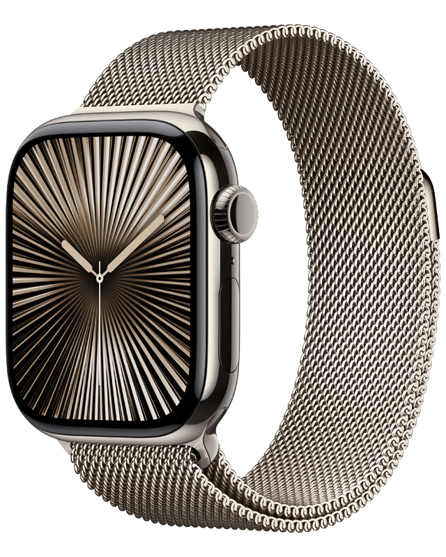 Apple Watch Series 10 GPS + Cellular 42mm Natural Titanium Case with Natural Milanese Loop med abonnement